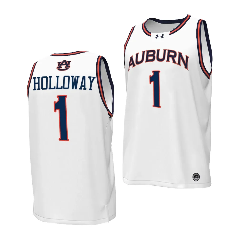 Aden Holloway Auburn Tigers Men's #1 2023-24 Stitched College White Basketball Jersey 2412RIKA7