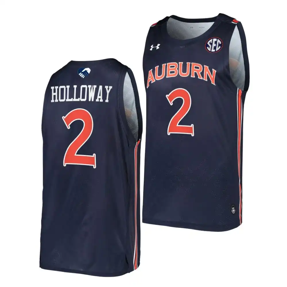 Aden Holloway Auburn Tigers Men's #2 2023 Top prospect Stitched College Navy Basketball Jersey 2412YYIU8