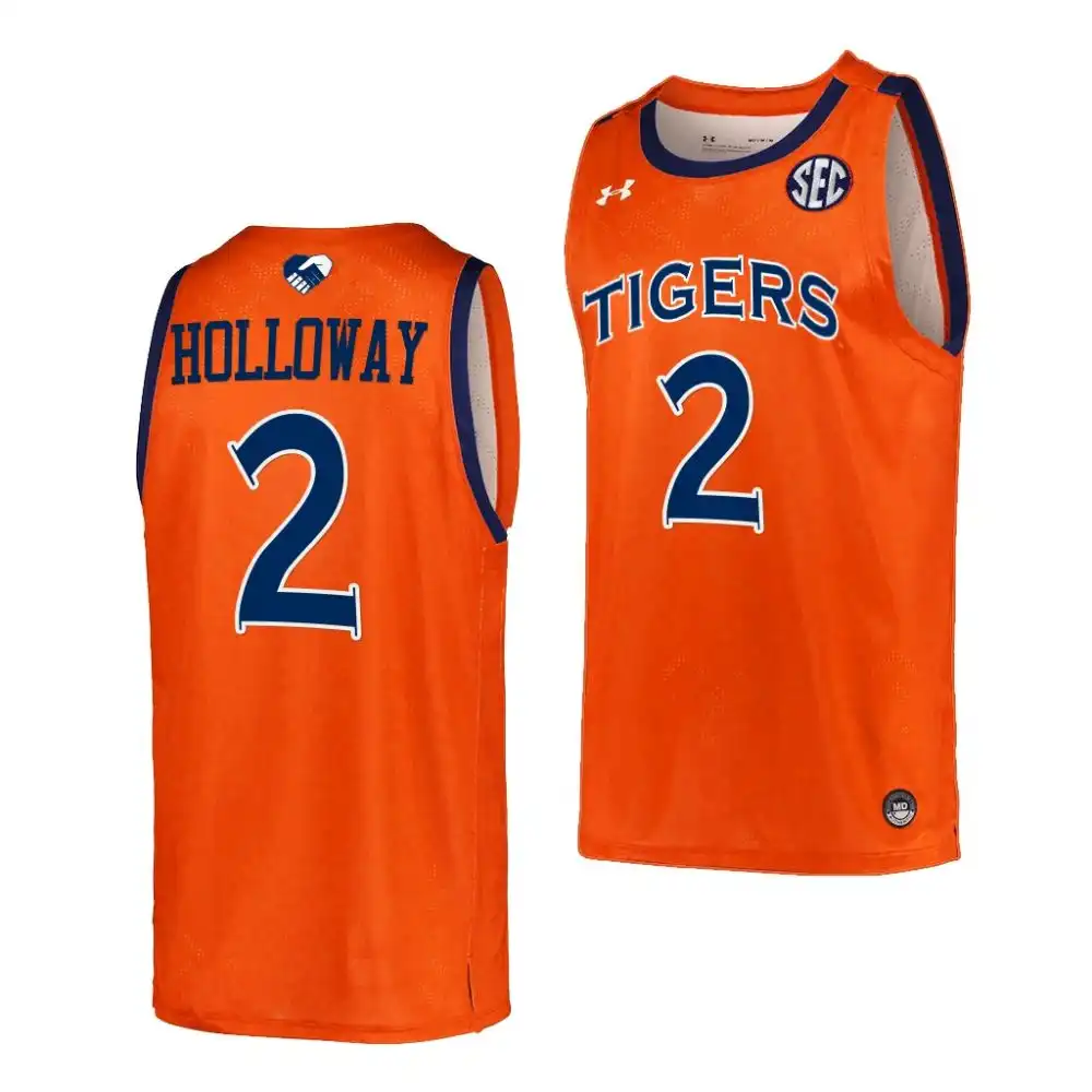 Aden Holloway Auburn Tigers Men's #2 2023 Top prospect Stitched College Orange Basketball Jersey 2412EBPU8