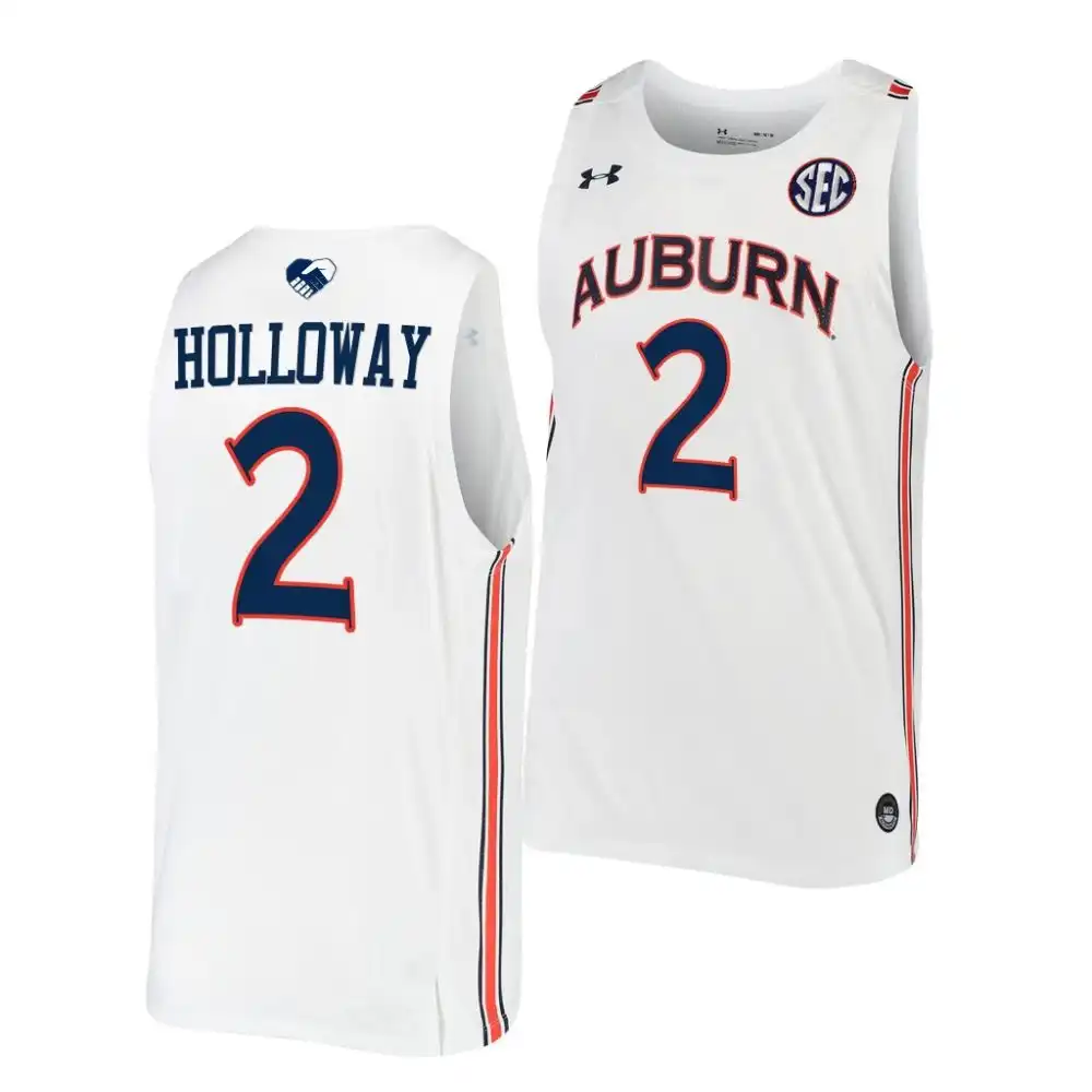 Aden Holloway Auburn Tigers Men's #2 2023 Top prospect Stitched College White Basketball Jersey 2412EPPL4