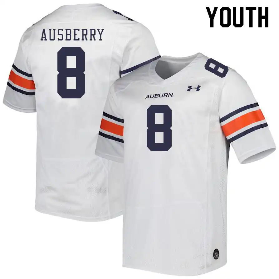 Austin Ausberry Auburn Tigers Youth #8 Stitched College White Football Jersey 2412QTMZ1