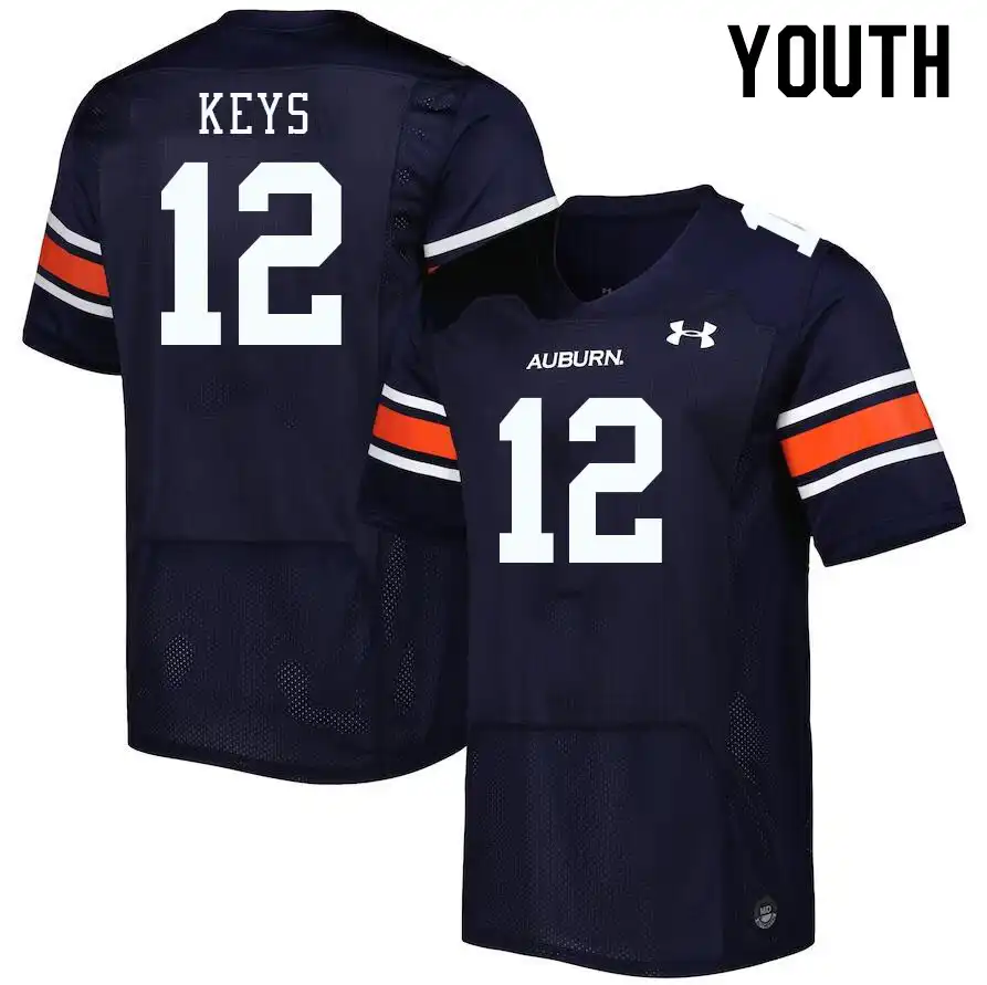 Austin Keys Auburn Tigers Youth #12 Stitched College Navy Football Jersey 2412KMDD7