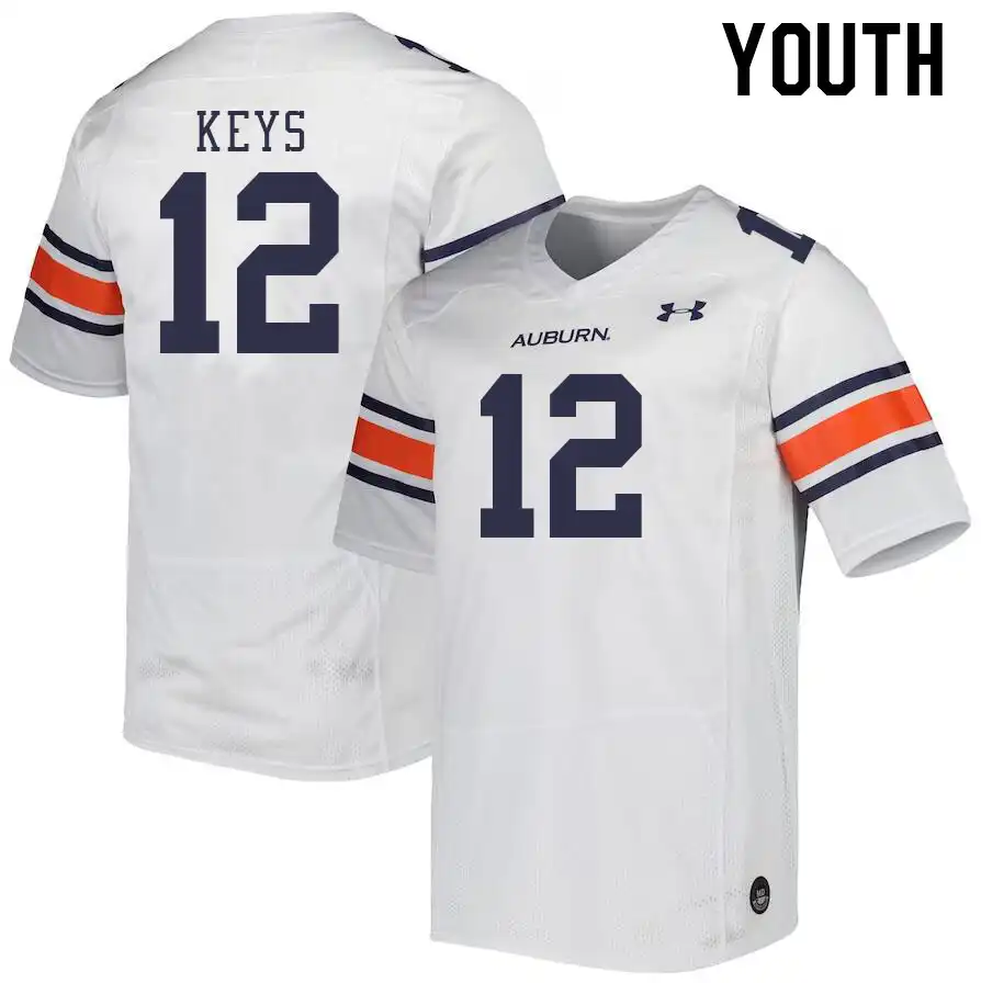 Austin Keys Auburn Tigers Youth #12 Stitched College White Football Jersey 2412HOUF2