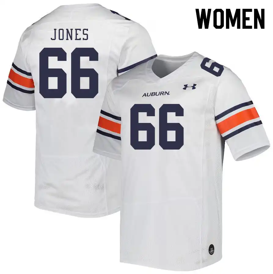 Avery Jones Auburn Tigers Women's #66 Stitched College White Football Jersey 2412ZUXP4