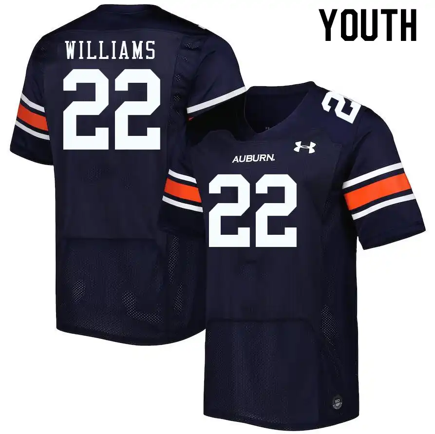 Brenton Williams Auburn Tigers Youth #22 Stitched College Navy Football Jersey 2412UCZG5