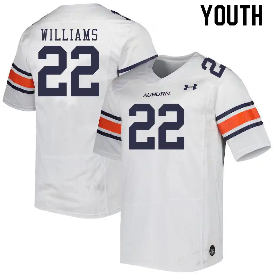 Brenton Williams Auburn Tigers Youth #22 Stitched College White Football Jersey 2412WJIJ7