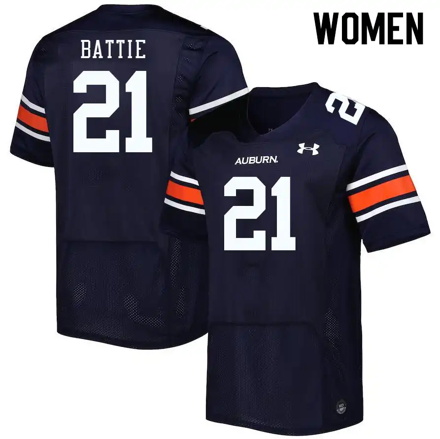 Brian Battie Auburn Tigers Women's #21 Stitched College Navy Football Jersey 2412KFTC0