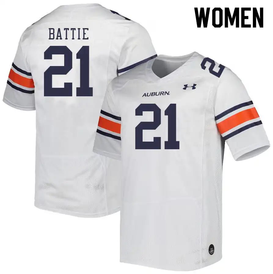 Brian Battie Auburn Tigers Women's #21 Stitched College White Football Jersey 2412NAJU1