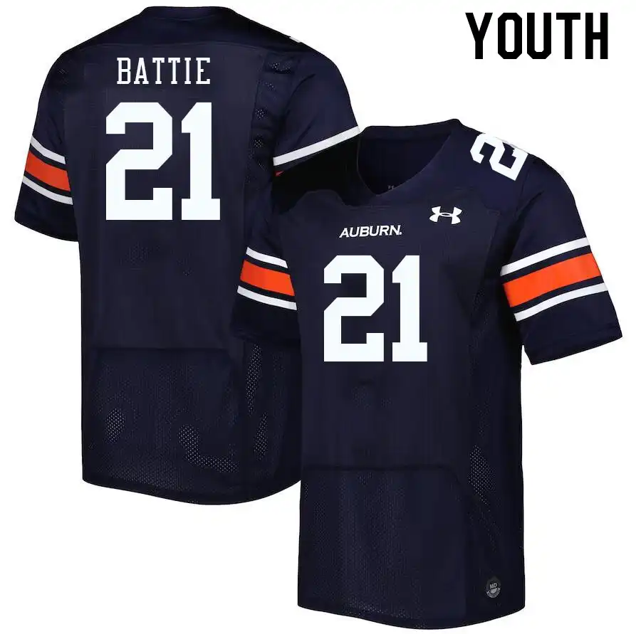 Brian Battie Auburn Tigers Youth #21 Stitched College Navy Football Jersey 2412HXOM2