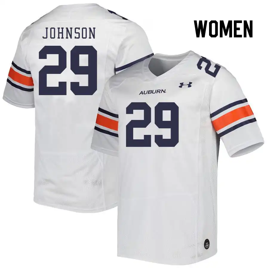 C.J. Johnson Auburn Tigers Women's #29 Stitched College White Football Jersey 2412YQIQ7