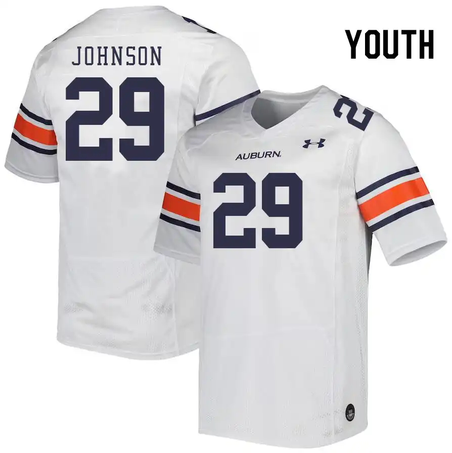 C.J. Johnson Auburn Tigers Youth #29 Stitched College White Football Jersey 2412EXRN1