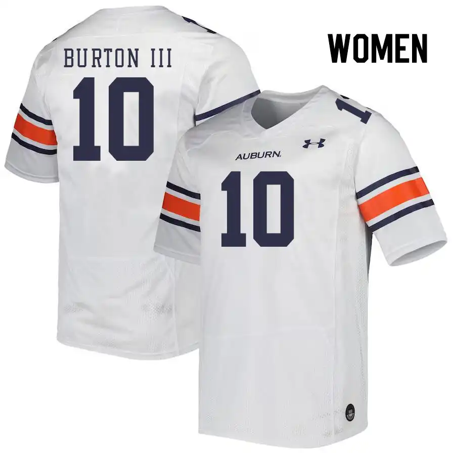 Caleb Burton III Auburn Tigers Women's #10 Stitched College White Football Jersey 2412HBZF6