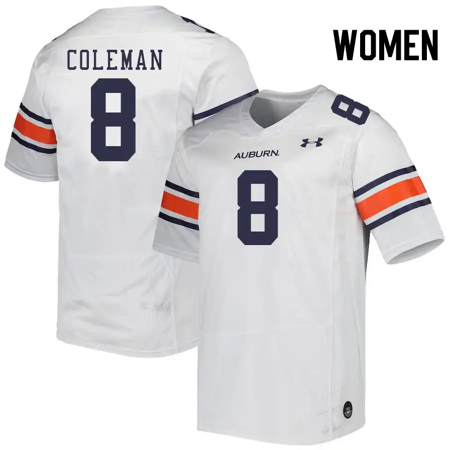 Cam Coleman Auburn Tigers Women's #8 Stitched College White Football Jersey 2412LXHC4