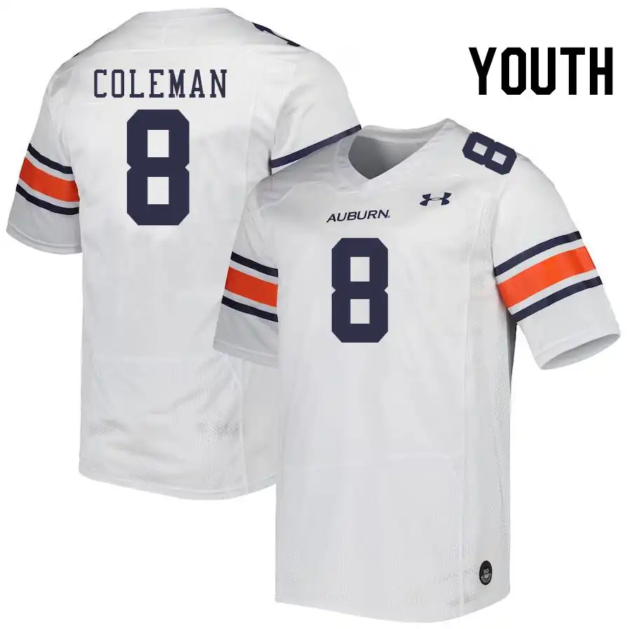 Cam Coleman Auburn Tigers Youth #8 Stitched College White Football Jersey 2412ZDET0