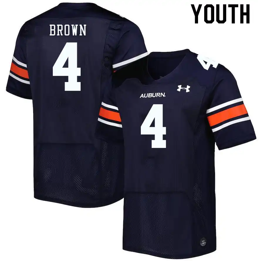 Camden Brown Auburn Tigers Youth #4 Stitched College Navy Football Jersey 2412TATL3