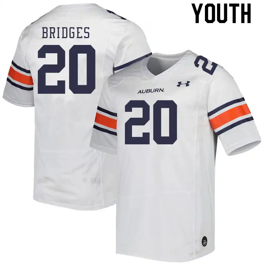 Cayden Bridges Auburn Tigers Youth #20 Stitched College White Football Jersey 2412WZIE6