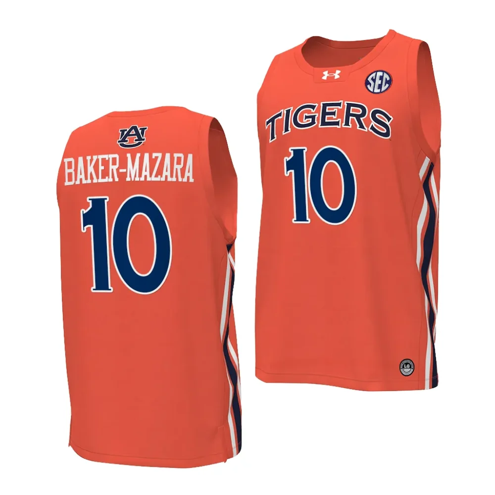 Chad Baker-Mazara Auburn Tigers Men's #10 Orange Stitched College Basketball Jersey 2412TISY5