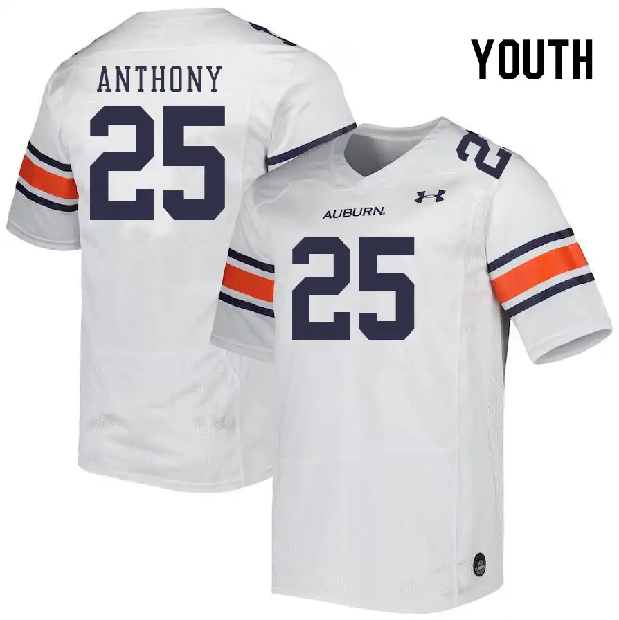 Champ Anthony Auburn Tigers Youth #25 Stitched College White Football Jersey 2412OSPX2