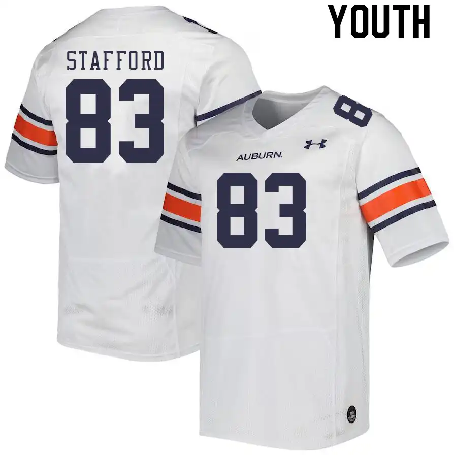 Colby Stafford Auburn Tigers Youth #83 Stitched College White Football Jersey 2412UBOW0