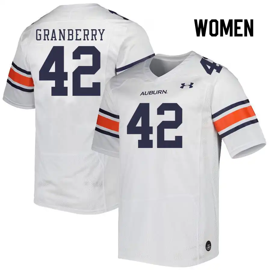 Coleman Granberry Auburn Tigers Women's #42 Stitched College White Football Jersey 2412JTKF0