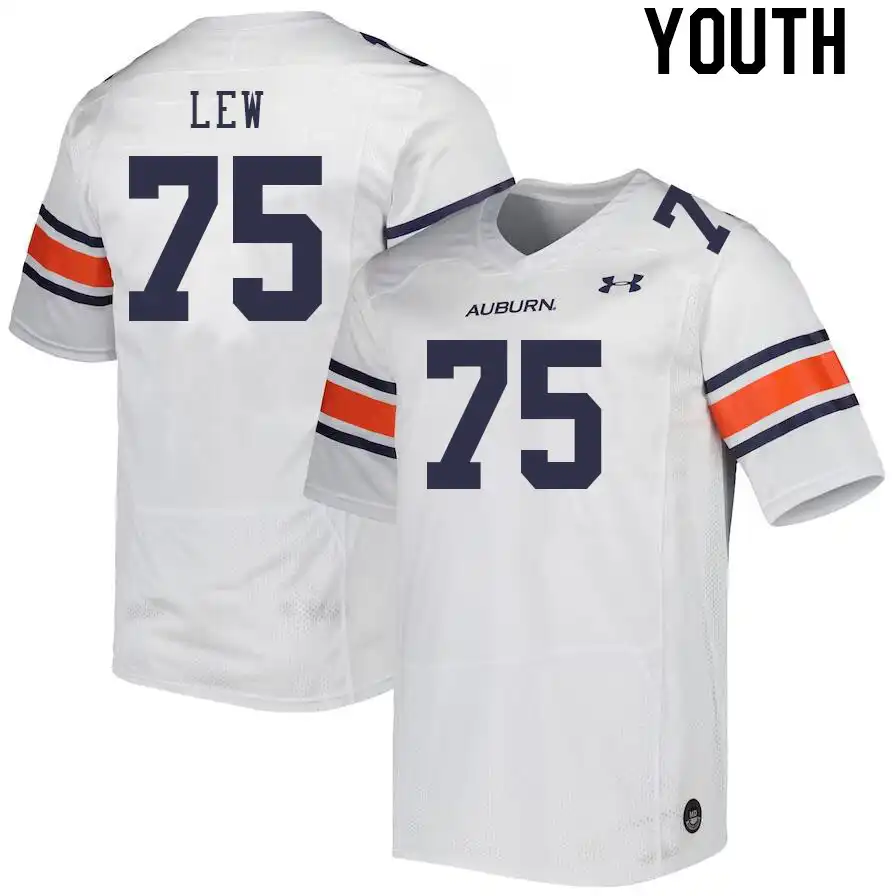 Connor Lew Auburn Tigers Youth #75 Stitched College White Football Jersey 2412BEVD1