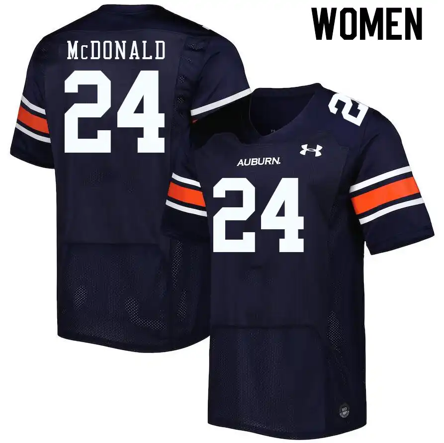 Craig McDonald Auburn Tigers Women's #24 Stitched College Navy Football Jersey 2412OCYP6