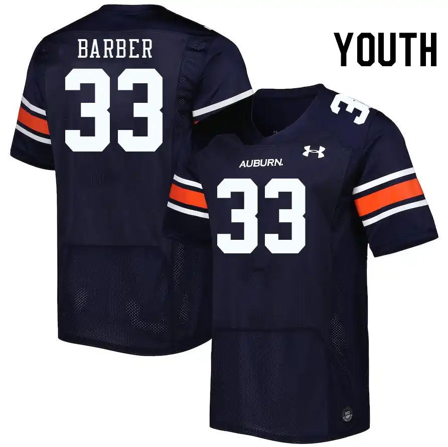 D.J. Barber Auburn Tigers Youth #33 Stitched College Navy Football Jersey 2412LJIU4