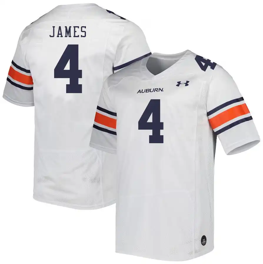 D.J. James Auburn Tigers Men's #4 Stitched College White Football Jersey 2412QTQZ4