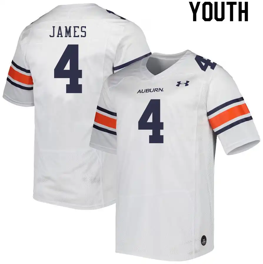 D.J. James Auburn Tigers Youth #4 Stitched College White Football Jersey 2412RGRZ1