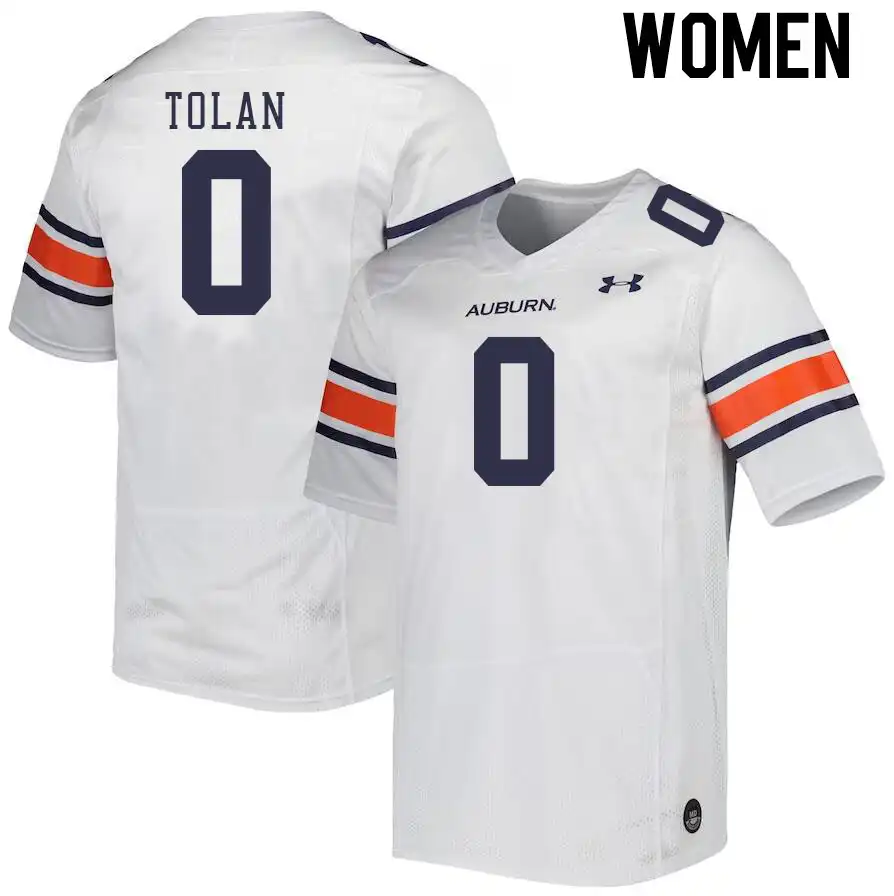 DeMario Tolan Auburn Tigers Women's #0 Stitched College White Football Jersey 2412JRVJ7