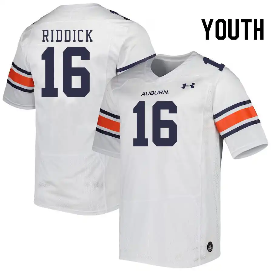 Demarcus Riddick Auburn Tigers Youth #16 Stitched College White Football Jersey 2412LXWQ0