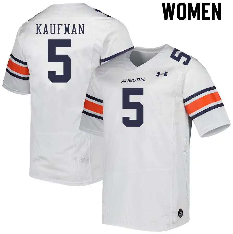 Donovan Kaufman Auburn Tigers Women's #5 Stitched College White Football Jersey 2412CFMZ5