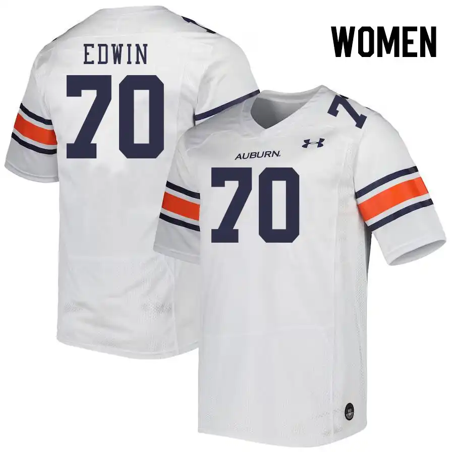 Favour Edwin Auburn Tigers Women's #70 Stitched College White Football Jersey 2412MTZI3