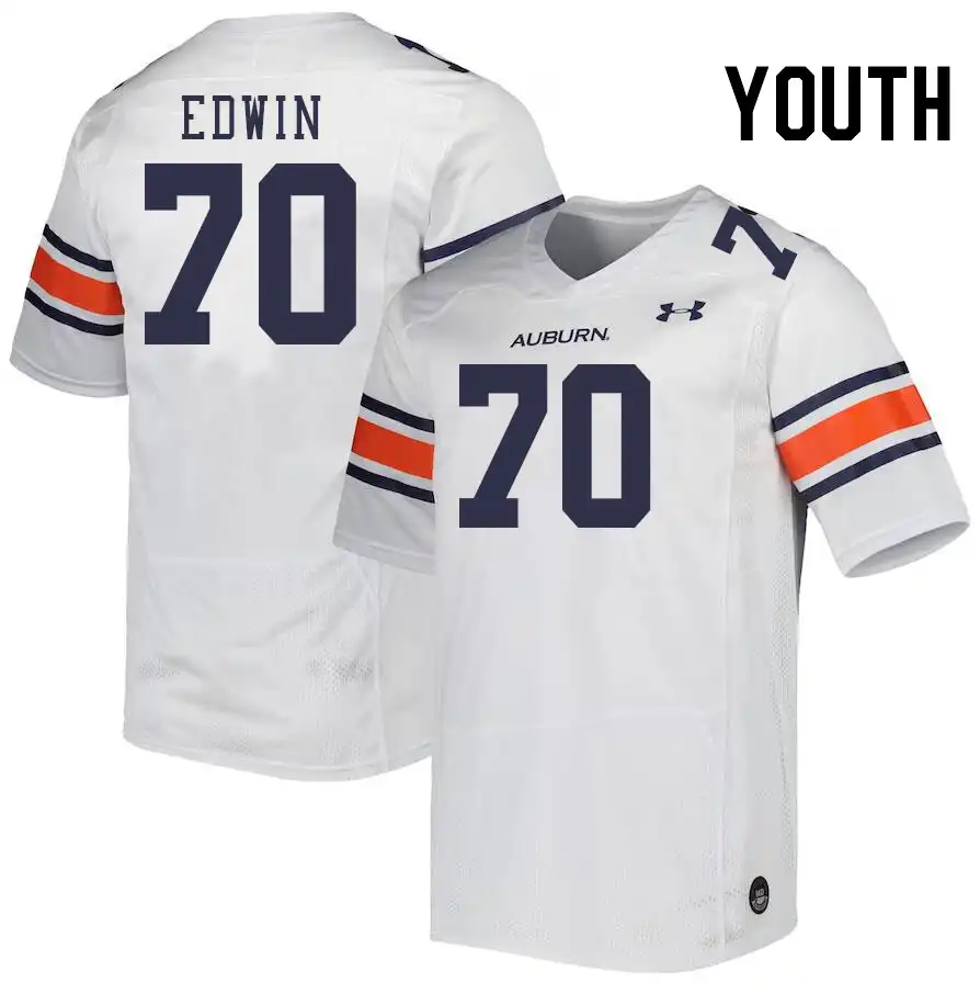 Favour Edwin Auburn Tigers Youth #70 Stitched College White Football Jersey 2412ZJNT0