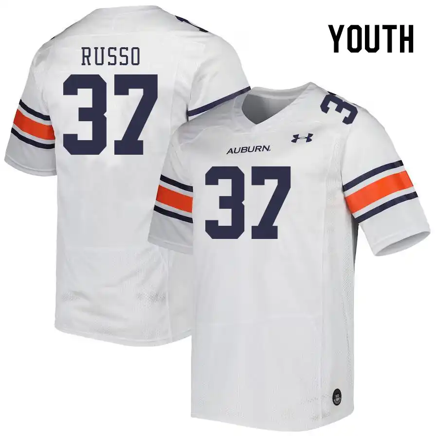 Gabriel Russo Auburn Tigers Youth #37 Stitched College White Football Jersey 2412BDUP2