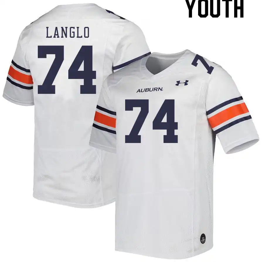 Garner Langlo Auburn Tigers Youth #74 Stitched College White Football Jersey 2412WWNZ1