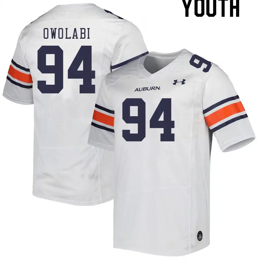 Godwin Owolabi Auburn Tigers Youth #94 Stitched College White Football Jersey 2412YVOK0