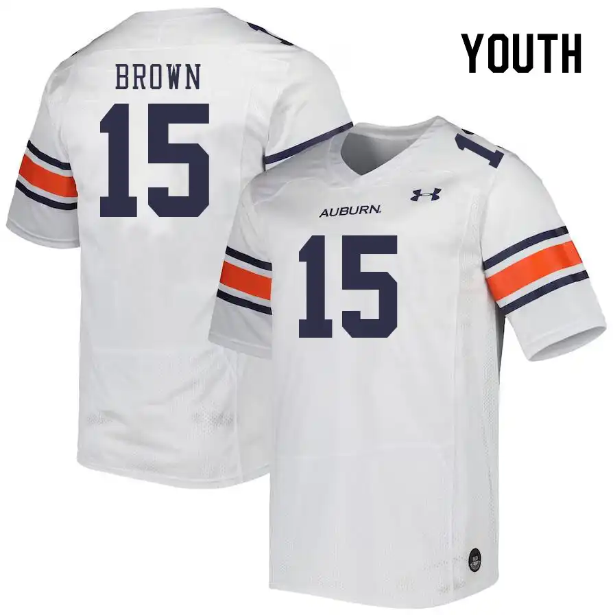 Hank Brown Auburn Tigers Youth #15 Stitched College White Football Jersey 2412YULM4