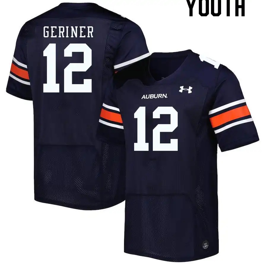 Holden Geriner Auburn Tigers Youth #12 Stitched College Navy Football Jersey 2412SNMH6