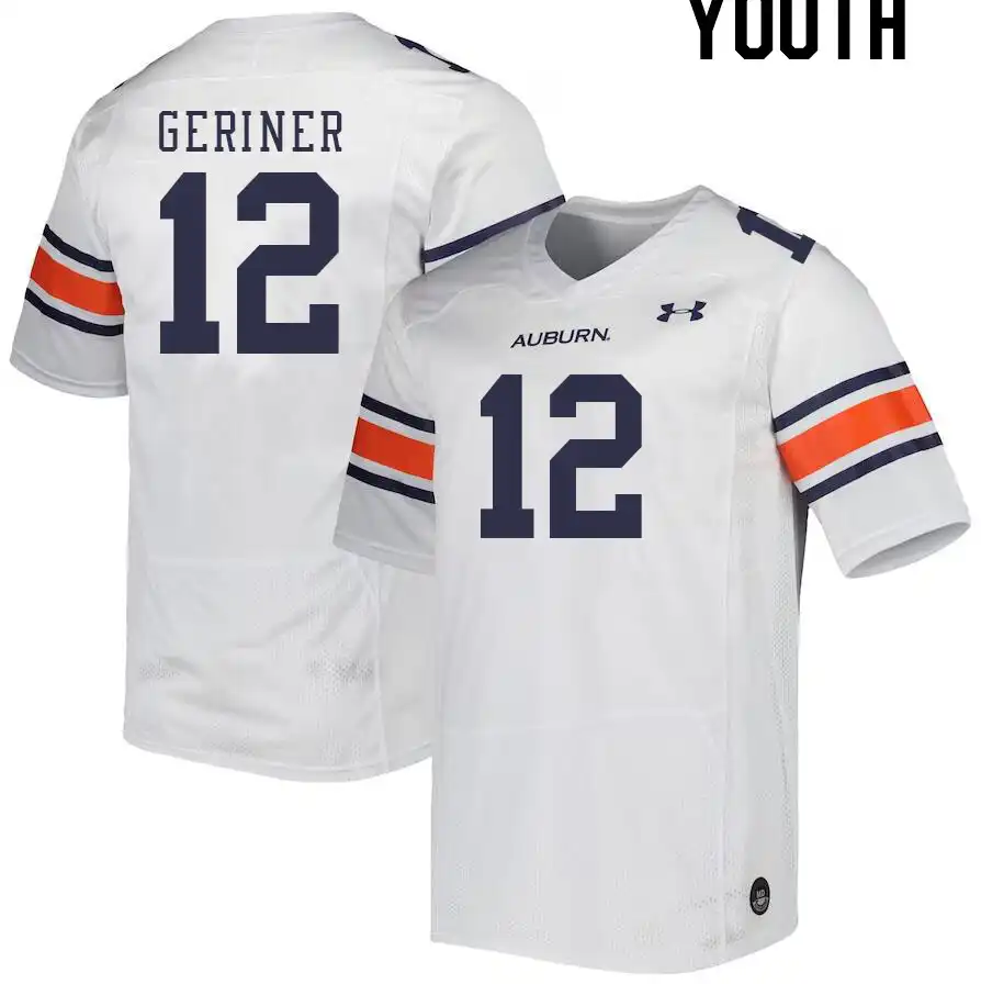 Holden Geriner Auburn Tigers Youth #12 Stitched College White Football Jersey 2412MQQL4