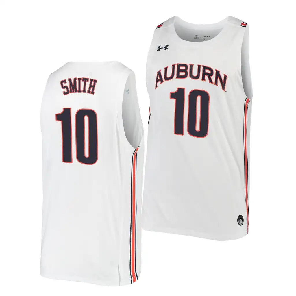 Jabari Smith Jr. Auburn Tigers Men's #10 White 2022 NBA Draft top prospect Stitched College Home Football Jersey 2412ONTR6