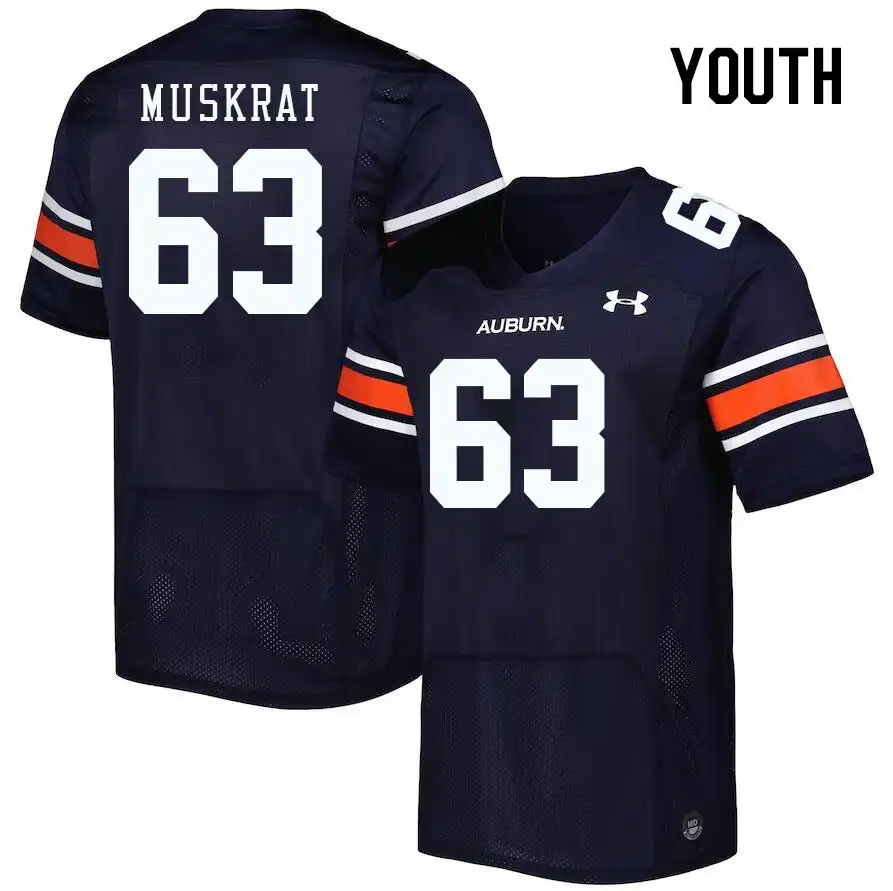 Jaden Muskrat Auburn Tigers Youth #63 Stitched College Navy Football Jersey 2412JRBJ1