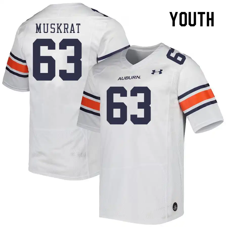 Jaden Muskrat Auburn Tigers Youth #63 Stitched College White Football Jersey 2412XLPT0