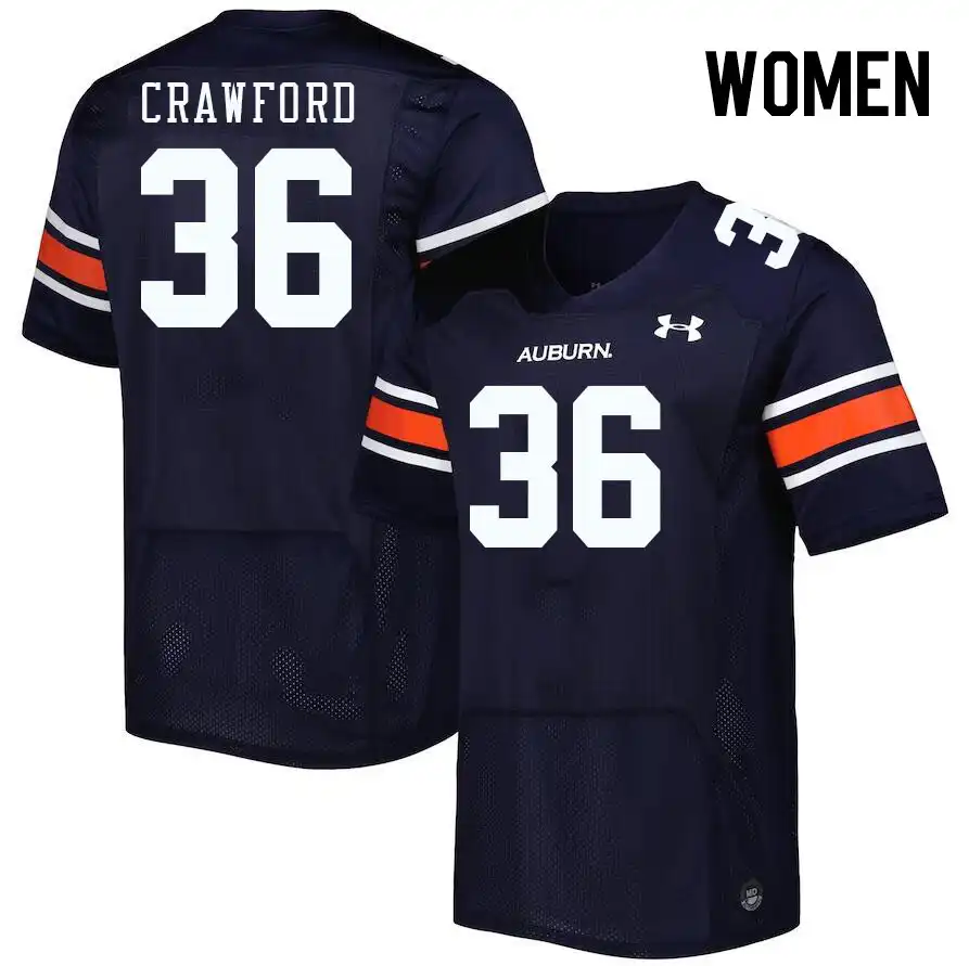 Jay Crawford Auburn Tigers Women's #36 Stitched College Navy Football Jersey 2412VXZB7