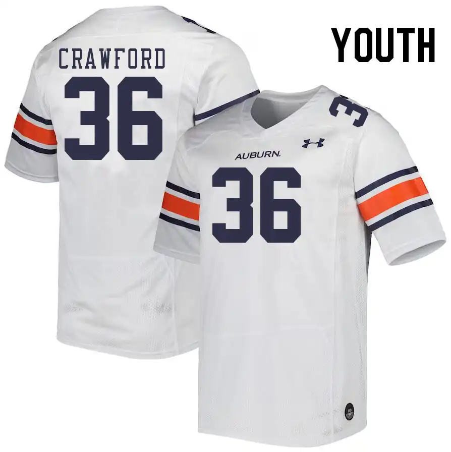 Jay Crawford Auburn Tigers Youth #36 Stitched College White Football Jersey 2412LIFL6