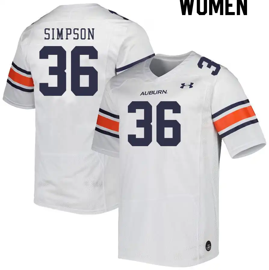 Jaylin Simpson Auburn Tigers Women's #36 Stitched College White Football Jersey 2412SAJN1