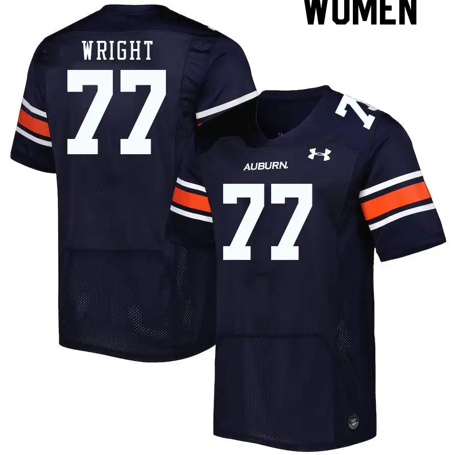 Jeremiah Wright Auburn Tigers Women's #77 Stitched College Navy Football Jersey 2412DERG5