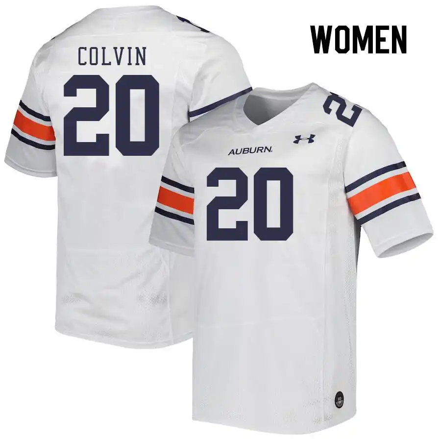 John Colvin Auburn Tigers Women's #20 Stitched College White Football Jersey 2412OPYY2