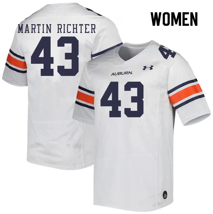 John Martin Richter Auburn Tigers Women's #43 Stitched College White Football Jersey 2412OYDX8