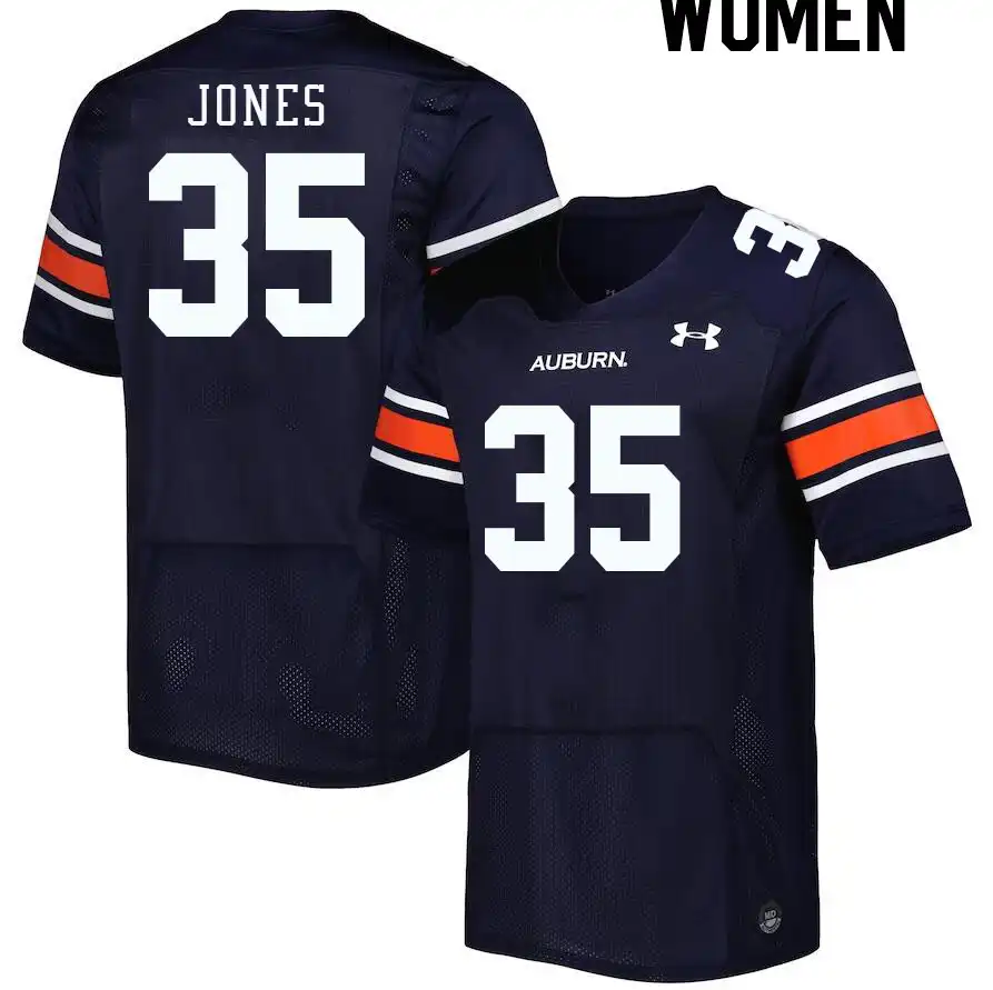 Justin Jones Auburn Tigers Women's #35 Stitched College Navy Football Jersey 2412WCGR2